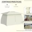 GAZEBO CON DOPPIO TETTUCCIO PARETI IN POLIESTERE 3.95 X 2.95 M BEIGE