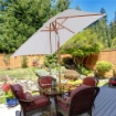 OMBRELLONE DA GIARDINO INCLINABILE A 6 STECCHE E PALO IN LEGNO BEIGE 200 X150 CM