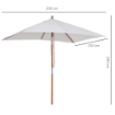 OMBRELLONE DA GIARDINO INCLINABILE A 6 STECCHE E PALO IN LEGNO BEIGE 200 X150 CM