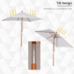 OMBRELLONE DA GIARDINO INCLINABILE A 6 STECCHE E PALO IN LEGNO BEIGE 200 X150 CM