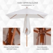 OMBRELLONE DA GIARDINO INCLINABILE A 6 STECCHE E PALO IN LEGNO BEIGE 200 X150 CM