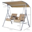  DONDOLO DA GIARDINO 2 POSTI SEPARATI CON TAVOLINO 175 X 112 X 165 CM BEIGE