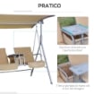  DONDOLO DA GIARDINO 2 POSTI SEPARATI CON TAVOLINO 175 X 112 X 165 CM BEIGE