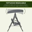 DONDOLO A 2 POSTI DA GIARDINO CON TETTUCCIO REGOLABILE 140 X 118 X 162CM GRIGIO