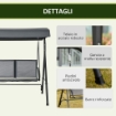 DONDOLO A 2 POSTI DA GIARDINO CON TETTUCCIO REGOLABILE 140 X 118 X 162CM GRIGIO