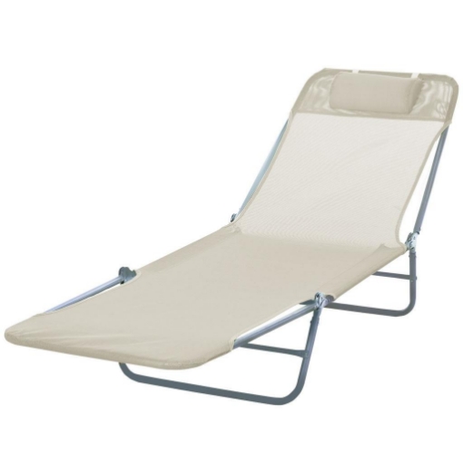 SDRAIO PIEGHEVOLE RECLINABILE CON CUSCINO DA GIARDINO SPIAGGIA BEIGE