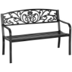 PANCHINA DA GIARDINO CON SCHIENALE DECORATO 127 X 60 X 87 CM METALLO NERO