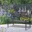 PANCHINA DA GIARDINO CON SCHIENALE DECORATO 127 X 60 X 87 CM METALLO NERO