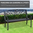 PANCHINA DA GIARDINO CON SCHIENALE DECORATO 127 X 60 X 87 CM METALLO NERO