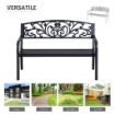 PANCHINA DA GIARDINO CON SCHIENALE DECORATO 127 X 60 X 87 CM METALLO NERO