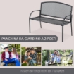 PANCHINA DA GIARDINO A 2 POSTI IN ACCIAIO CON BRACCIOLI 110.5X53.5X89 CM GRIGIO