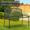 PANCHINA DA GIARDINO A 2 POSTI IN ACCIAIO CON BRACCIOLI 110.5X53.5X89 CM GRIGIO