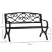 PANCHINA DA GIARDINO A 2 POSTI IN GHISA DECORATA 128 X 58.5 X 85 CM NERO