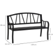 PANCHINA DA GIARDINO 2 POSTI  IN METALLO 128 X 56  X 86 CM NERO