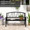 PANCHINA DA GIARDINO 2 POSTI  IN METALLO 128 X 56  X 86 CM NERO