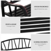 PANCHINA DA GIARDINO 2 POSTI  IN METALLO 128 X 56  X 86 CM NERO