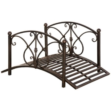 PONTICELLO DA GIARDINO CON ELEMENTI FLOREALI IN METALLO 99 X 68 X 53CM NERO