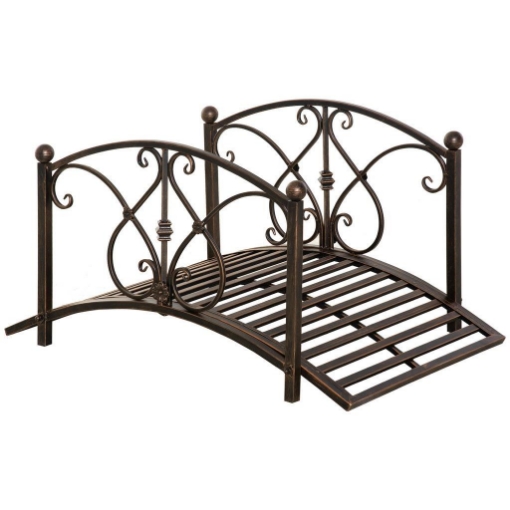 PONTICELLO DA GIARDINO CON ELEMENTI FLOREALI IN METALLO 99 X 68 X 53CM NERO