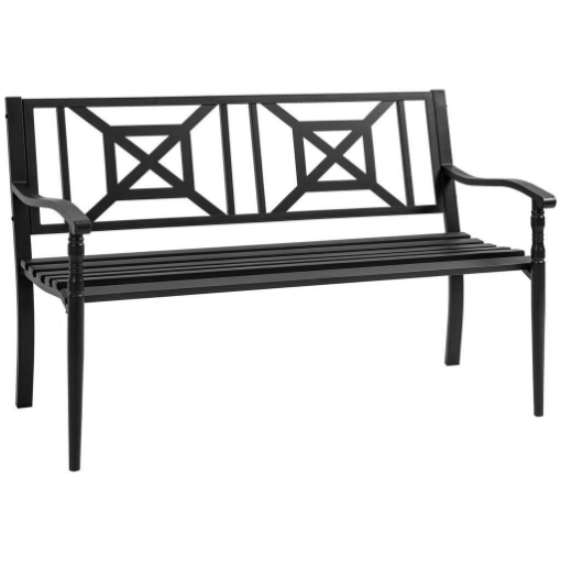 PANCHINA DA GIARDINOIN ACCIAIO CON SCHIENALE ALTO 128X62.5X81.5 CM NERO