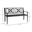 PANCHINA DA GIARDINOIN ACCIAIO CON SCHIENALE ALTO 128X62.5X81.5 CM NERO