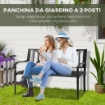 PANCHINA DA GIARDINOIN ACCIAIO CON SCHIENALE ALTO 128X62.5X81.5 CM NERO