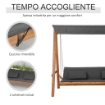 DONDOLO DA GIARDINO 3 POSTI CONVERTIBILE IN LETTO 225.5 X 113 X 180CM GRIGIO