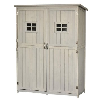 CASETTA DA GIARDINO IN LEGNO CON PORTA MENSOLE E FINESTRE 127.5 X 50 X 164 CM