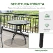 TAVOLINO DA GIARDINO CON PIANO IN VETRO TEMPERATO E FORO 80 X 72 CM NERO