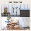 TAVOLINO DECORATIVO DA GIARDINO ROTONDO CON MOSAICO 35.5X53.5CM BIANCO E BLU