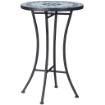 TAVOLINO DECORATIVO DA GIARDINO ROTONDO CON MOSAICO 35.5 X 53.5CM BLU