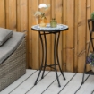TAVOLINO DECORATIVO DA GIARDINO ROTONDO CON MOSAICO 35.5 X 53.5CM BLU