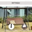 DONDOLO DA GIARDINO 3 POSTI CON TETTUCCIO REGOLABILE 172X110X155CM MARRONE