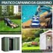 CASETTA DA GIARDINO IN ACCIAIO CON DOPPIA PORTA 213X130X173 CM VERDE