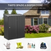 CASETTA DA GIARDINO PORTA UTENSILI ACCIAIO CON SERRATURA 161.5X94.5X196CM NERO