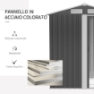 CASETTA DA GIARDINO IN ACCIAIO CON TETTO INCLINATO 152X132X188 CM GRIGIO