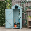 CASETTA DA GIARDINO PORTA ATTREZZI IN LEGNO CON 3 RIPIANI 77X54.2X179CM BLU