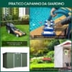 CASETTA DA GIARDINO IN ACCIAIO CON PORTE SCORREVOLI 280X130X172CM VERDE CHIARO