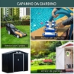 CASETTA DA GIARDINO CON PORTE SCORREVOLI 213X130X185CM GRIGIO SCURO