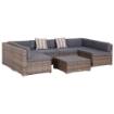 SALOTTO DA GIARDINO IN RATTAN CON TAVOLINO E DIVANO MODULABILE GRIGIO