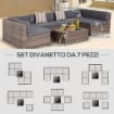 SALOTTO DA GIARDINO IN RATTAN CON TAVOLINO E DIVANO MODULABILE GRIGIO
