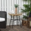 TAVOLINO DA GIARDINO ROTONDO IN RATTAN PE E VETRO Ø50X50CM COLORE BEIGE