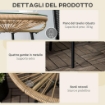 TAVOLINO DA GIARDINO ROTONDO IN RATTAN PE E VETRO Ø50X50CM COLORE BEIGE