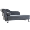 CHAISE LONGUE CON CUSCINO INCLUSO IN METALLO E VELLUTO GRIGIO 160 X 56 X 75 CM