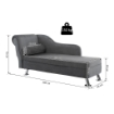 CHAISE LONGUE CON CUSCINO INCLUSO IN METALLO E VELLUTO GRIGIO 160 X 56 X 75 CM