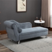 CHAISE LONGUE CON CUSCINO INCLUSO IN METALLO E VELLUTO GRIGIO 160 X 56 X 75 CM