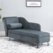 CHAISE LONGUE CON CUSCINO INCLUSO IN METALLO E VELLUTO GRIGIO 160 X 56 X 75 CM