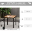 TAVOLO DA GIARDINO PER 4 PERSONE IN ALLUMINIO E PLASTICA 80X80X74 CM NERO