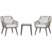 SET DA GIARDINO IN RATTAN E ACCIAIO CON 2 SEDIE MODERNE E 1 TAVOLINO DA CAFFÈ