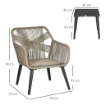 SET DA GIARDINO IN RATTAN E ACCIAIO CON 2 SEDIE MODERNE E 1 TAVOLINO DA CAFFÈ