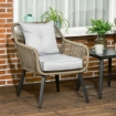 SET DA GIARDINO IN RATTAN E ACCIAIO CON 2 SEDIE MODERNE E 1 TAVOLINO DA CAFFÈ